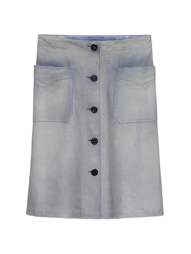 Women's Buttoned Suede Skirt - Blue