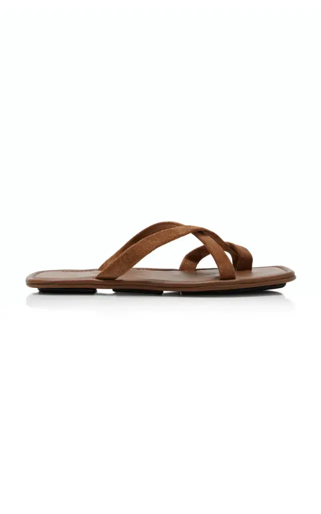 St. Agni Soft Strap Suede Slide Sandals