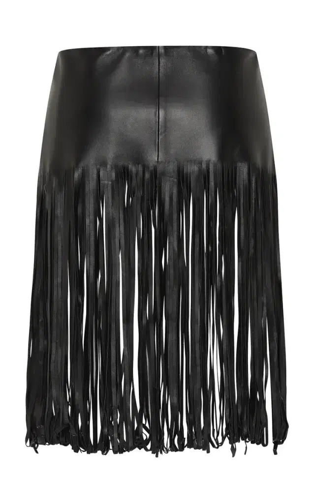 St. Agni Fringed Leather Belt Skirt