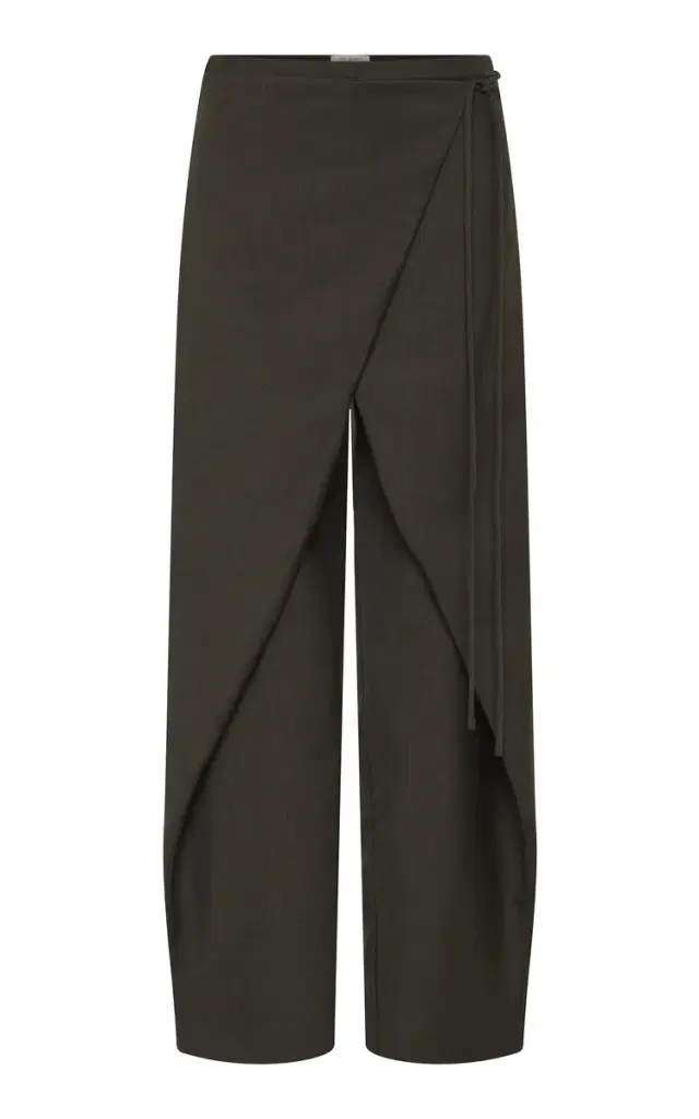 St. Agni Wrap Rouleau Wool-Blend Wide-Leg Pants