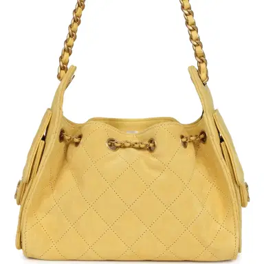 Chanel Chanel Mini 25 Hobo Bag Yellow Suede Antique Gold Hardware | Thumbnail 4 Chanel Chanel Mini 25 Hobo Bag Yellow Suede Antique Gold Hardware | Thumbnail 4