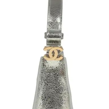 Chanel Chanel Small Quilted CC Shoulder Bag Metallic Silver Aged Calfskin Gold Hardware | Thumbnail 5