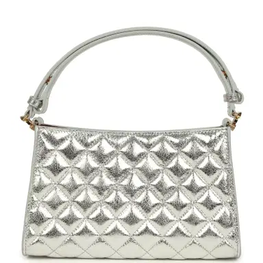 Chanel Chanel Small Quilted CC Shoulder Bag Metallic Silver Aged Calfskin Gold Hardware | Thumbnail 6