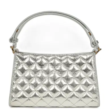 Chanel Chanel Small Quilted CC Shoulder Bag Metallic Silver Aged Calfskin Gold Hardware | Thumbnail 1