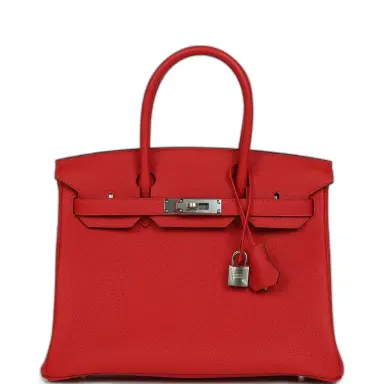 HERMÈS Hermes Birkin 30 Rouge Radieux Togo Palladium Hardware | Thumbnail 1 HERMÈS Hermes Birkin 30 Rouge Radieux Togo Palladium Hardware | Thumbnail 1