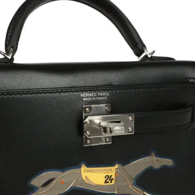 HERMÈS Hermes Kelly Sellier 20 "Cheval De Bois" Black and Multi Tadelakt Palladium Hardware | Thumbnail 7 HERMÈS Hermes Kelly Sellier 20 "Cheval De Bois" Black and Multi Tadelakt Palladium Hardware | Thumbnail 7
