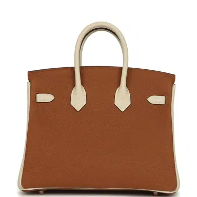 HERMÈS Hermes Special Order (HSS) Birkin 25 Gold and Craie Togo Rose Gold Hardware | Thumbnail 4