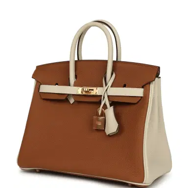 HERMÈS Hermes Special Order (HSS) Birkin 25 Gold and Craie Togo Rose Gold Hardware | Thumbnail 5