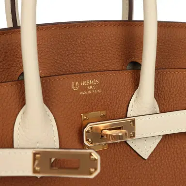 HERMÈS Hermes Special Order (HSS) Birkin 25 Gold and Craie Togo Rose Gold Hardware | Thumbnail 7