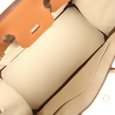 HERMÈS Hermes Special Order (HSS) Birkin 25 Gold and Craie Togo Rose Gold Hardware | Thumbnail 8