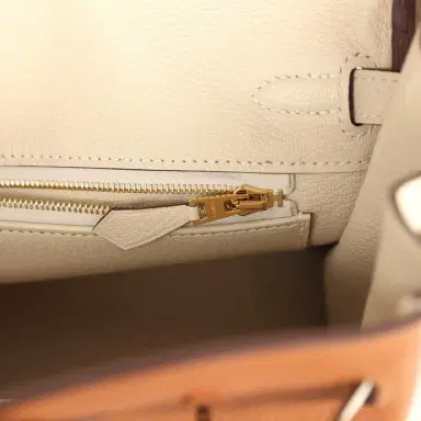 HERMÈS Hermes Special Order (HSS) Birkin 25 Gold and Craie Togo Rose Gold Hardware | Thumbnail 9
