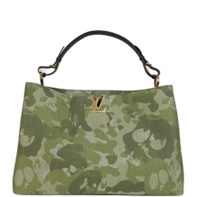Louis Vuitton X Takashi Murakami "ArtyCapucines" Capucines XXL Khaki Washed Denim Aged Gold Hardware