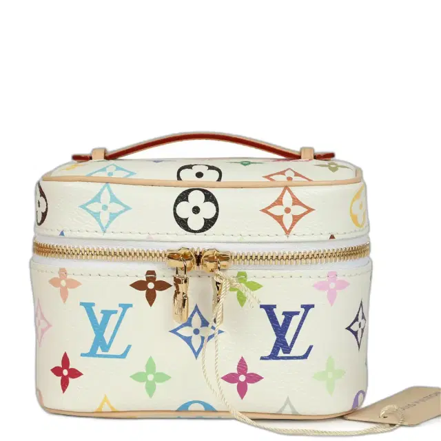 Louis Vuitton X Takashi Murakami Nice Nano White Multicolor Monogram Gold Hardware