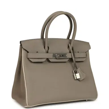 Madison Avenue Couture Pre-owned Hermes Special Order (HSS) Birkin 30 Gris Asphalte and Craie Togo Palladium Hardware | Thumbnail 2 Madison Avenue Couture Pre-owned Hermes Special Order (HSS) Birkin 30 Gris Asphalte and Craie Togo Palladium Hardware | Thumbnail 2