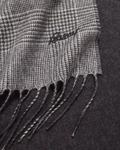 Brioni Men's Silk and Cashmere Double-Face Houndstooth Plaid Scarf | Thumbnail 4 Brioni Men's Silk and Cashmere Double-Face Houndstooth Plaid Scarf | Thumbnail 4