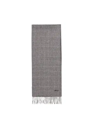 Brioni Men's Silk and Cashmere Double-Face Houndstooth Plaid Scarf | Thumbnail 1 Brioni Men's Silk and Cashmere Double-Face Houndstooth Plaid Scarf | Thumbnail 1