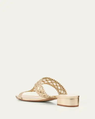 Alexandre Birman Braided Metallic Leather Block-Heel Sandals | Thumbnail 4