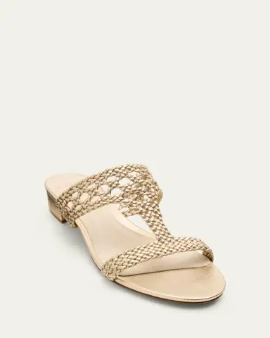 Alexandre Birman Braided Metallic Leather Block-Heel Sandals | Thumbnail 5