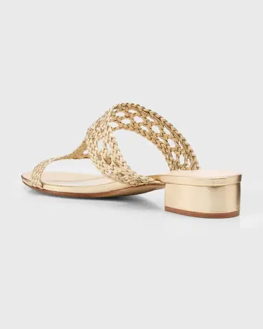Alexandre Birman Braided Metallic Leather Block-Heel Sandals | Thumbnail 8