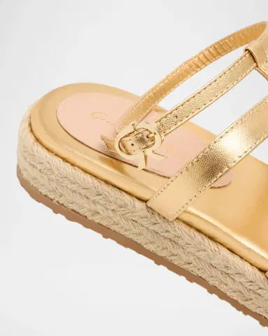 Gianvito Rossi Stone Metallic Leather Espadrille Gladiator Sandals | Thumbnail 9 Gianvito Rossi Stone Metallic Leather Espadrille Gladiator Sandals | Thumbnail 9