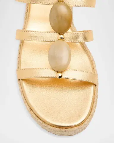 Gianvito Rossi Stone Metallic Leather Espadrille Gladiator Sandals | Thumbnail 10 Gianvito Rossi Stone Metallic Leather Espadrille Gladiator Sandals | Thumbnail 10