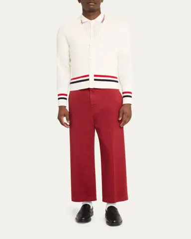 Thom Browne Men's Stitch Cotton RWB Half Cardigan | Thumbnail 2 Thom Browne Men's Stitch Cotton RWB Half Cardigan | Thumbnail 2