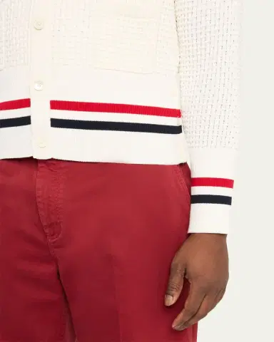 Thom Browne Men's Stitch Cotton RWB Half Cardigan | Thumbnail 5 Thom Browne Men's Stitch Cotton RWB Half Cardigan | Thumbnail 5