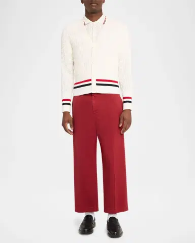 Thom Browne Men's Stitch Cotton RWB Half Cardigan | Thumbnail 6 Thom Browne Men's Stitch Cotton RWB Half Cardigan | Thumbnail 6