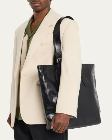 Dries Van Noten Men's Leather Messenger Bag with Shoulder Strap | Thumbnail 2 Dries Van Noten Men's Leather Messenger Bag with Shoulder Strap | Thumbnail 2