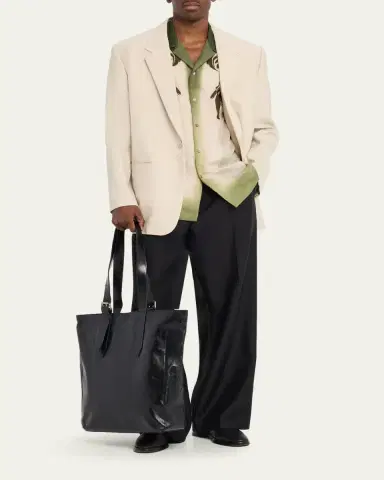 Dries Van Noten Men's Leather Messenger Bag with Shoulder Strap | Thumbnail 5 Dries Van Noten Men's Leather Messenger Bag with Shoulder Strap | Thumbnail 5