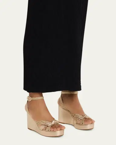 Alexandre Birman 100mm Suelita Metallic Leather Woven Platform Sandals | Thumbnail 2