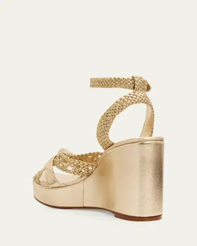 Alexandre Birman 100mm Suelita Metallic Leather Woven Platform Sandals | Thumbnail 4
