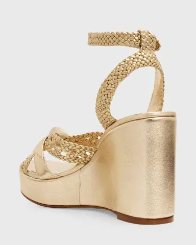 Alexandre Birman 100mm Suelita Metallic Leather Woven Platform Sandals | Thumbnail 8
