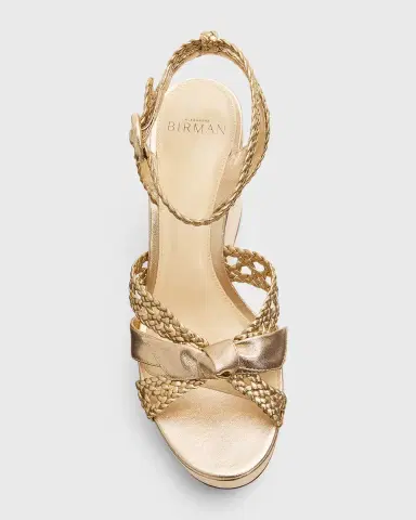 Alexandre Birman 100mm Suelita Metallic Leather Woven Platform Sandals | Thumbnail 10