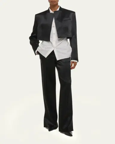 Helmut Lang Cropped Satin Blazer | Thumbnail 2 Helmut Lang Cropped Satin Blazer | Thumbnail 2
