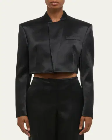 Helmut Lang Cropped Satin Blazer | Thumbnail 4 Helmut Lang Cropped Satin Blazer | Thumbnail 4