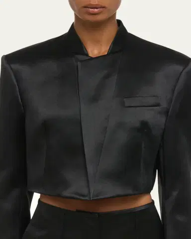 Helmut Lang Cropped Satin Blazer | Thumbnail 5 Helmut Lang Cropped Satin Blazer | Thumbnail 5