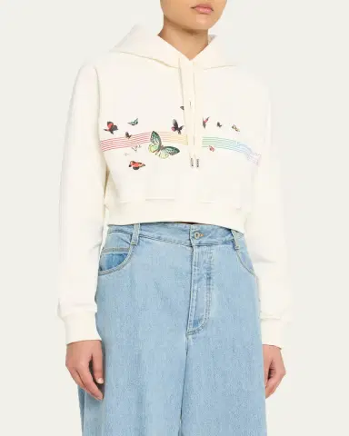 CASABLANCA Butterfly-Print Cropped Hoodie | Thumbnail 4 CASABLANCA Butterfly-Print Cropped Hoodie | Thumbnail 4