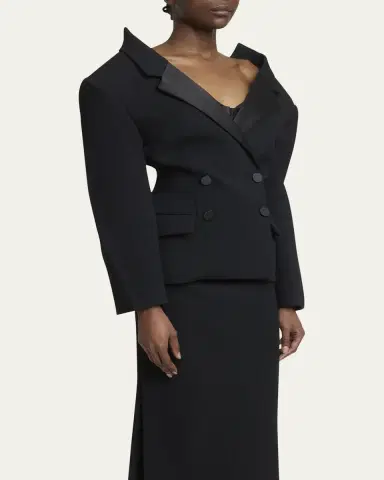 Givenchy Off-The-Shoulder Double-Breasted Cocoon Jacket | Thumbnail 4 Givenchy Off-The-Shoulder Double-Breasted Cocoon Jacket | Thumbnail 4