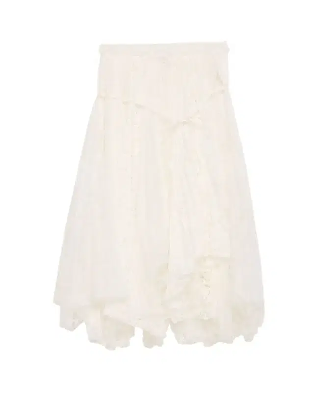 Mixed Lace Asymmetric Midi Skirt