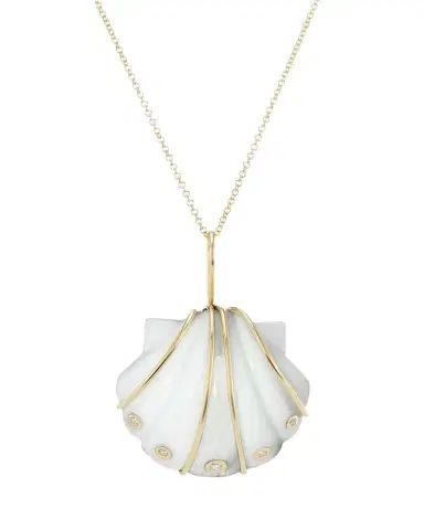 Brent Neale Mini Carved White Agate and Moonstone Shell Pendant Necklace | Thumbnail 1 Brent Neale Mini Carved White Agate and Moonstone Shell Pendant Necklace | Thumbnail 1