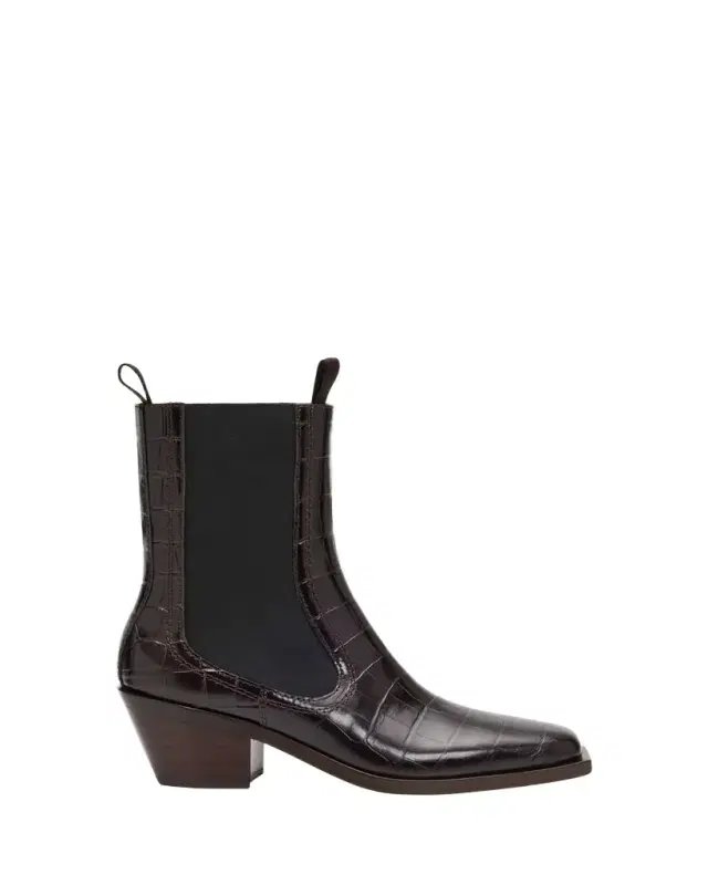 Loeffler Randall Nat Croc-Embossed Leather Ankle Booties