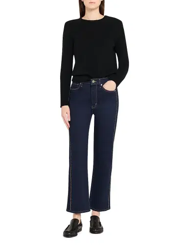 Frame Women's Le Sleek Studded High-Rise Straight-Leg Jeans | Thumbnail 2