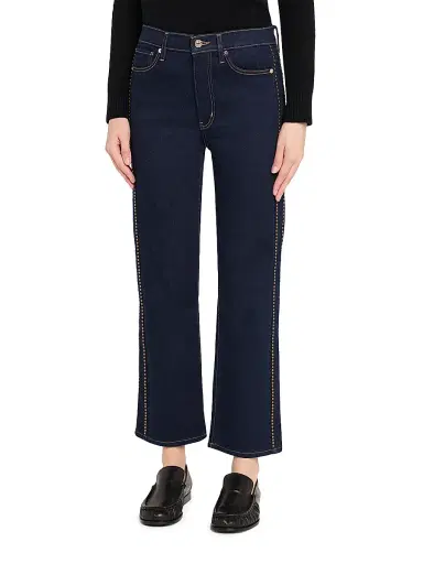 Frame Women's Le Sleek Studded High-Rise Straight-Leg Jeans | Thumbnail 3