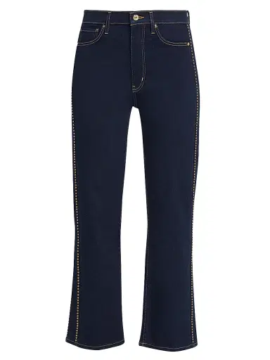 Frame Women's Le Sleek Studded High-Rise Straight-Leg Jeans | Thumbnail 1