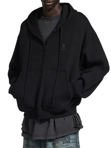 Balenciaga Men's Lion Zip-Up Hoodie - Black - Size Large | Thumbnail 3