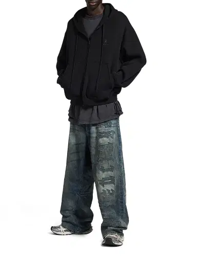 Balenciaga Men's Lion Zip-Up Hoodie - Black - Size Large | Thumbnail 7