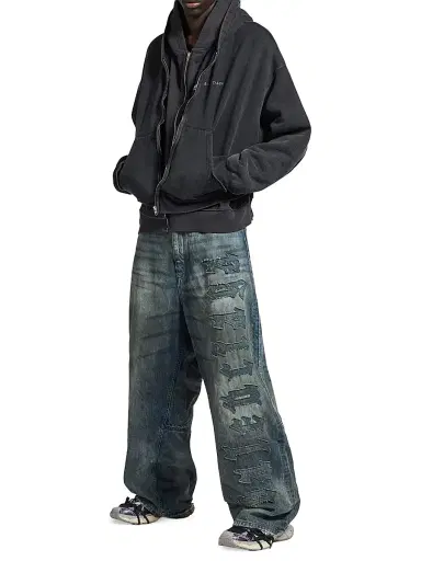 Balenciaga Men's Minimal Baggy Jeans - Dirty Grey Light Blue - Size Large | Thumbnail 4 Balenciaga Men's Minimal Baggy Jeans - Dirty Grey Light Blue - Size Large | Thumbnail 4