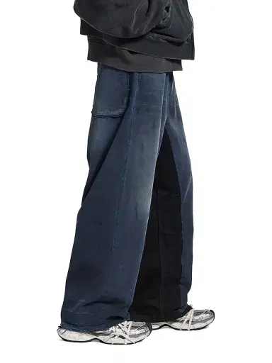 Balenciaga Men's Patched Baggy Jeans - Dirty Dark Blue - Size XL | Thumbnail 5