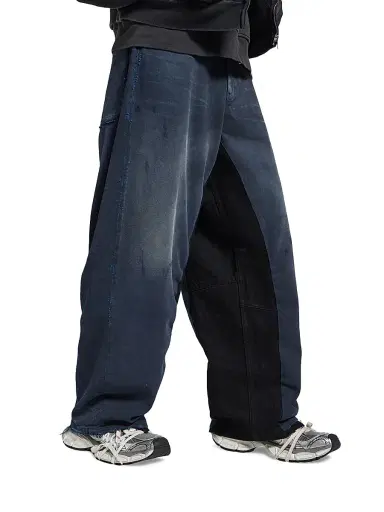 Balenciaga Men's Patched Baggy Jeans - Dirty Dark Blue - Size XL | Thumbnail 6